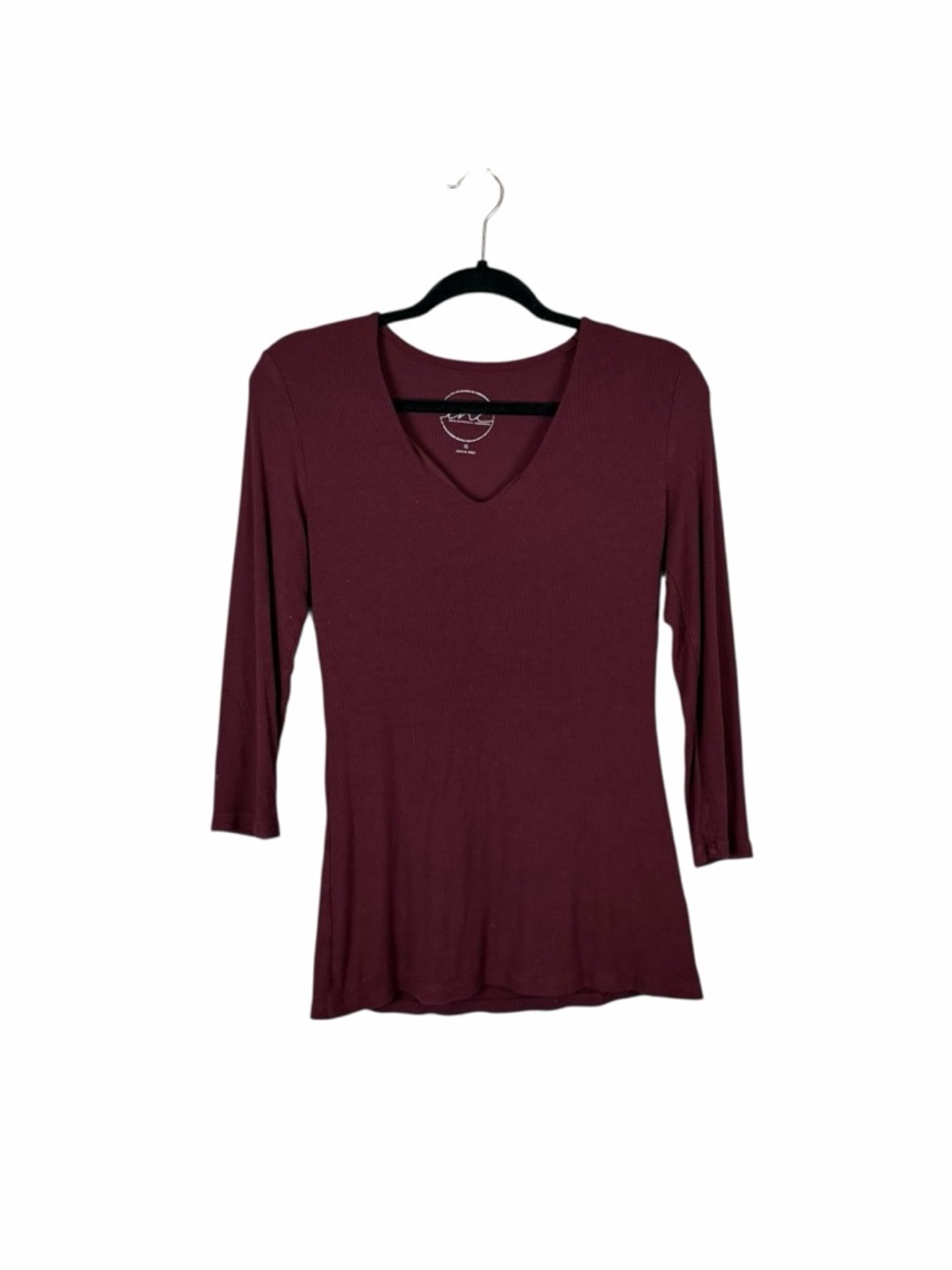 INC International Concepts Burgundy Ribbed V-Neck Tunic Top XL